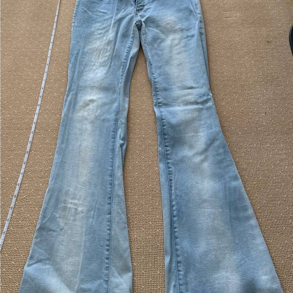 Angel Jeans Y2K Flare Bell Bottoms Light Wash 9